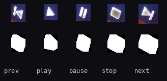 five transport buttons and their 1-bit masks